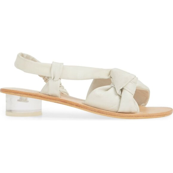 Jeffrey Campbell Asher Leather Asymmetrical Slingback Heeled Sandals White Sz 8 - Picture 1 of 7